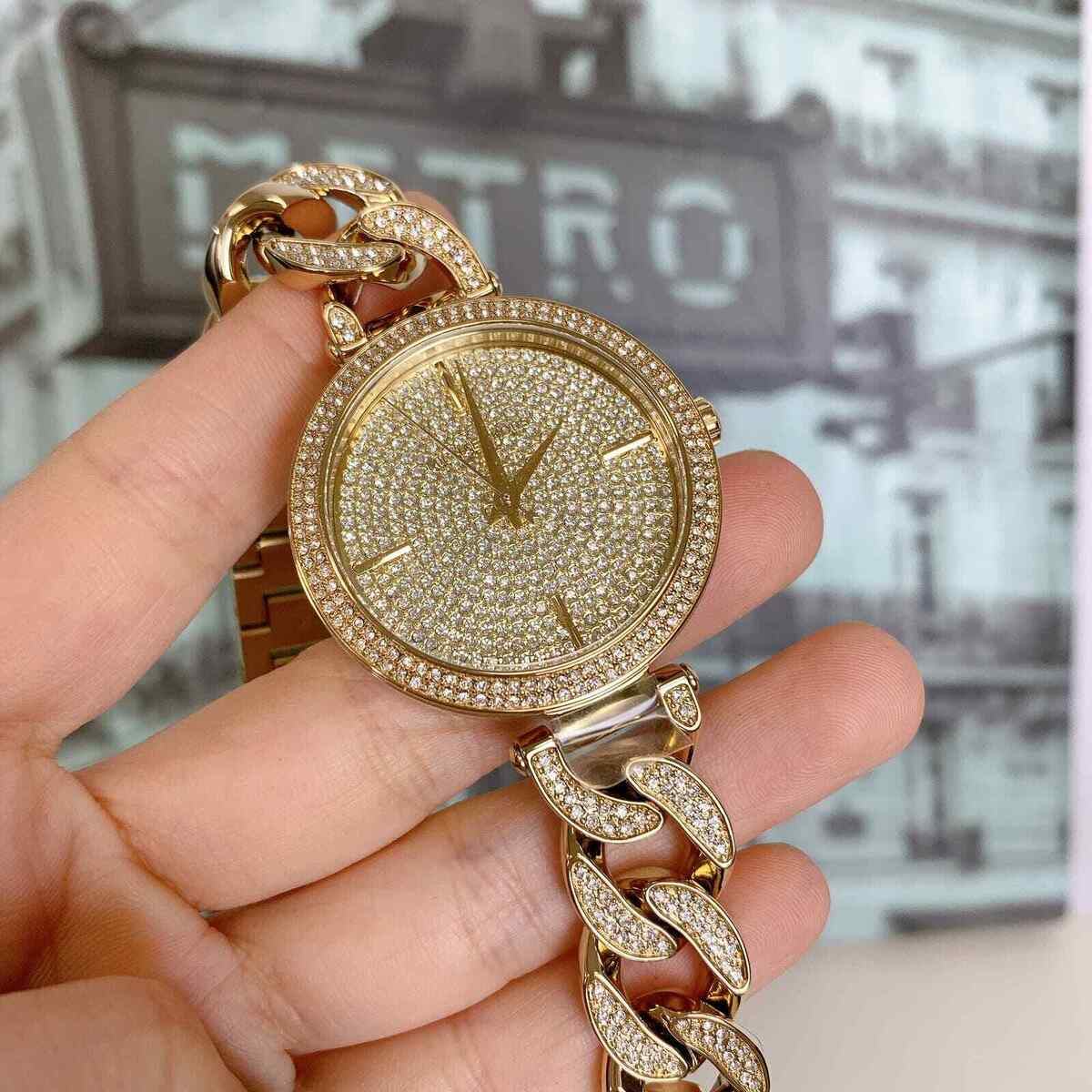  Shop Authentic Michael Kors Catelyn Crystals Gold Dial Gold Steel Strap Watch For Women - MK4674 - Luxxuri