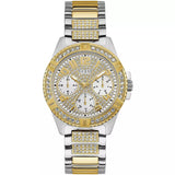  Shop Authentic Guess Frontier Chronograph Crystals Gold Dial Two Tone Steel Strap Watch For Women - W1156L5 - Luxxuri