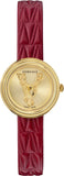  Shop Authentic Versace Virtus Mini Quartz Gold Dial Red Leather Strap Watch For Women - VET300521 - Luxxuri