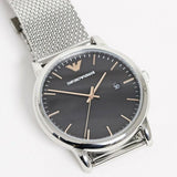  Shop Authentic Emporio Armani Luigi Analog Black Dial Silver Mesh Bracelet Watch For Men - AR11272 - Luxxuri