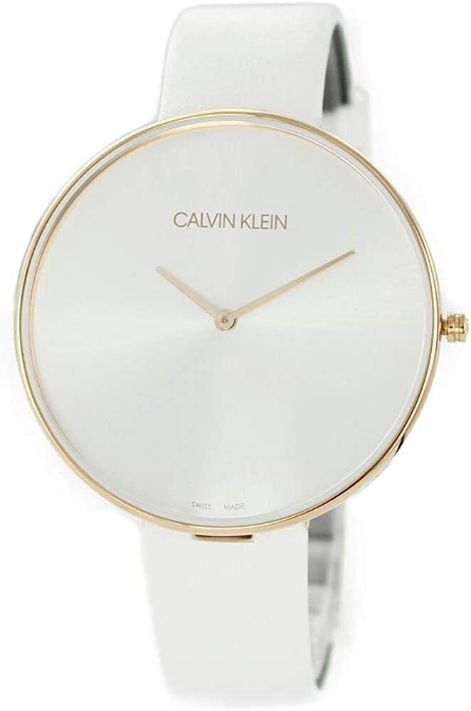  Shop Authentic Calvin Klein Full Moon White Dial White Leather Strap Watch for Women - K8Y236L6 - Luxxuri
