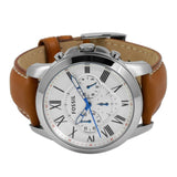  Shop Authentic Fossil Grant Chronograph White Dial Brown Leather Strap Watch for Men - FS5060 - Luxxuri