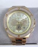  Shop Authentic Michael Kors Lennox Chronograph Gold Dial Gold Steel Strap Watch For Men - MK8989 - Luxxuri
