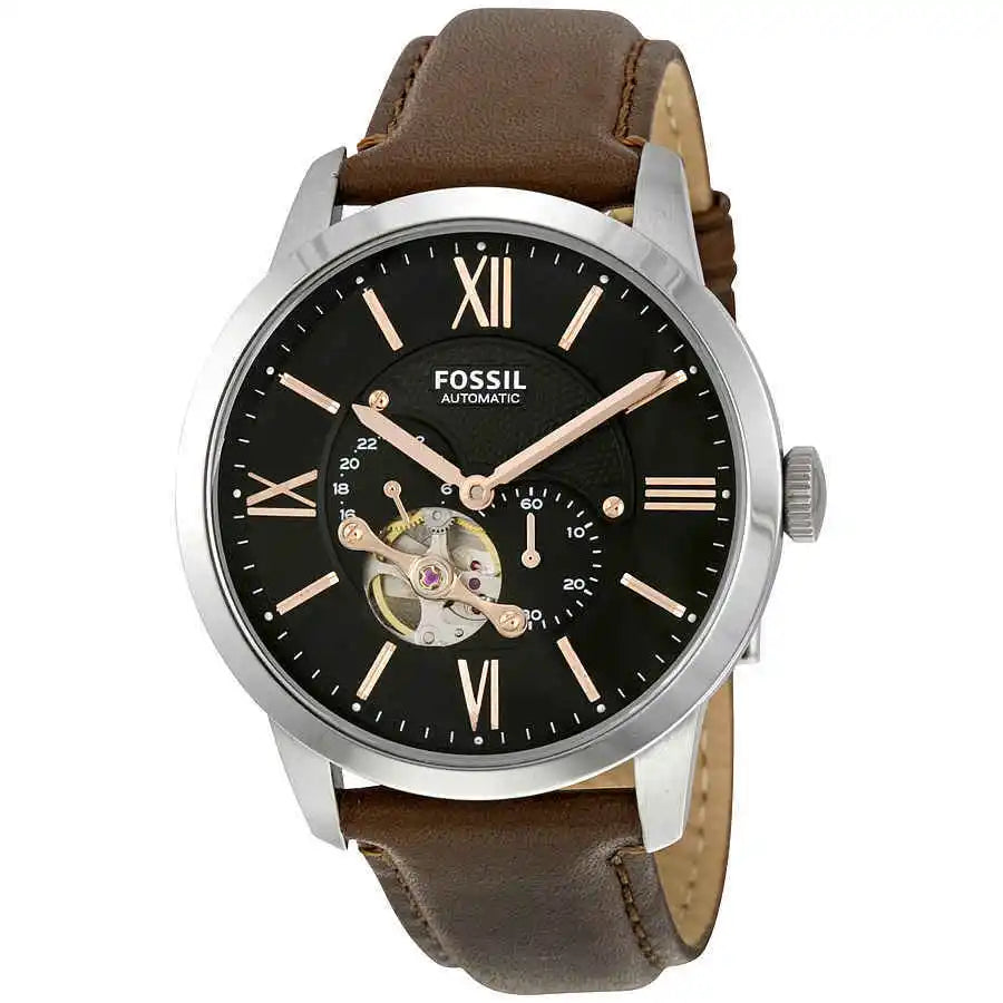  Shop Authentic Fossil Townsman Automatic Black Dial Brown Leather Strap Watch for Men - ME3061 - Luxxuri