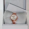  Shop Authentic Calvin Klein Snake Silver Dial Rose Gold Steel Strap Watch For Women - K6E23646 - Luxxuri