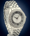  Shop Authentic Michael Kors Harlowe Three-Hand Quartz Silver Dial Silver Steel Strap Watch For Women - MK4708 - Luxxuri