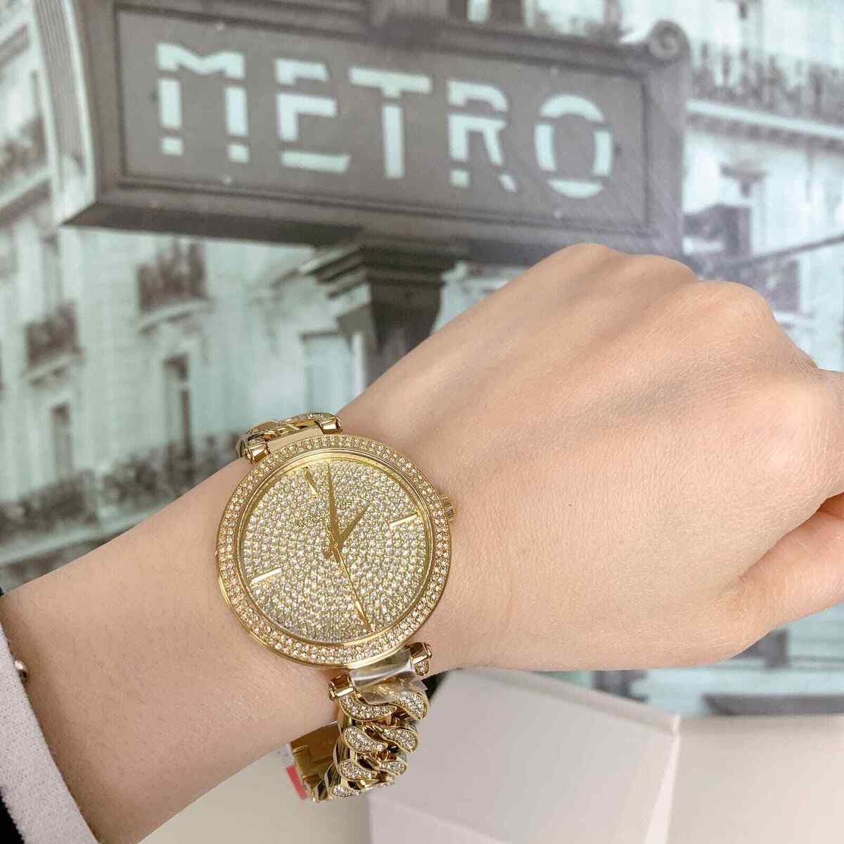  Shop Authentic Michael Kors Catelyn Crystals Gold Dial Gold Steel Strap Watch For Women - MK4674 - Luxxuri