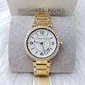  Shop Authentic Michael Kors Parker Mother of Pearl White Dial Gold Steel Strap Watch For Women - MK4693 - Luxxuri