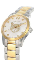  Shop Authentic Gucci G Timeless Quartz Mother of Pearl Dial Two Tone Steel Strap Watch For Women - YA1265012 - Luxxuri