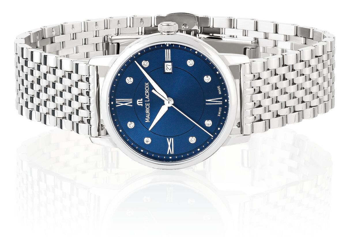  Shop Authentic Maurice Lacroix Eliros Diamonds Blue Dial Silver Steel Strap Watch For Women - EL1094-SS002-450-1 - Luxxuri