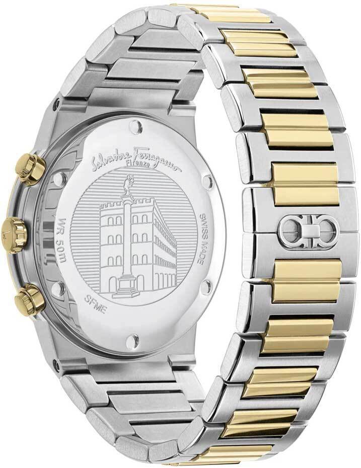  Shop Authentic Salvatore Ferragamo Sapphire Chrono Blue Dial Two Tone Steel Strap Watch for Men - SFME00521 - Luxxuri