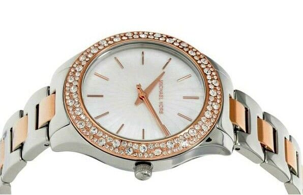  Shop Authentic Michael Kors Liliane Quartz Mother of Pearl White Dial Two Tone Steel Strap Watch For Women - MK1048 - Luxxuri