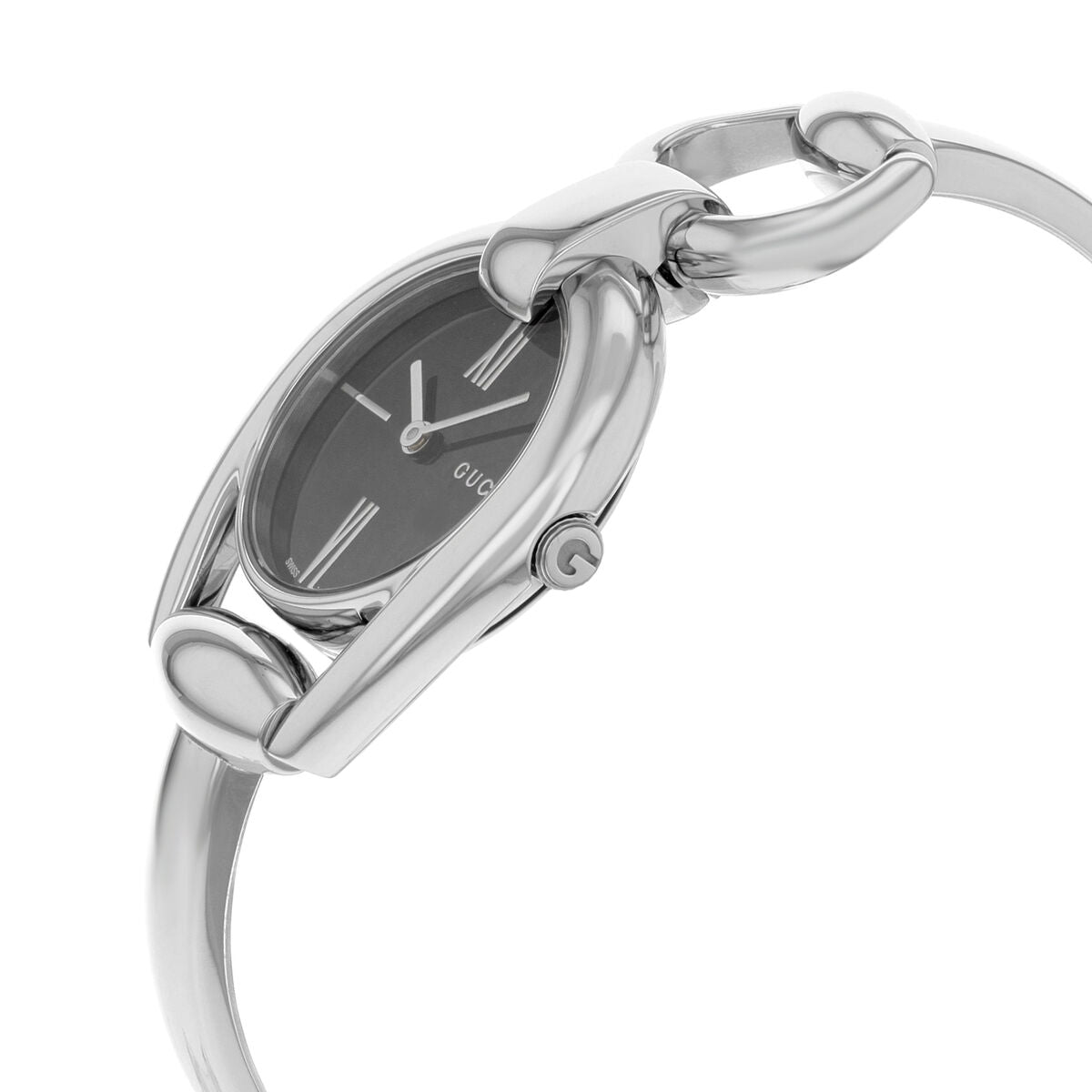  Shop Authentic Gucci Horsebit Collection Mother of Pearl Black Dial Silver Steel Strap Watch For Women - YA139503 - Luxxuri