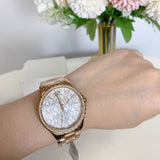 Shop Authentic Michael Kors Layton Three Hand Silver Dial Rose Gold Steel Strap Watch For Women - MK7297 - Luxxuri