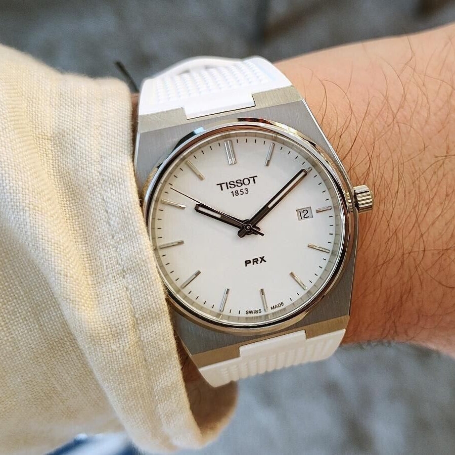 Tissot PRX 40 White Dial White Rubber Strap Watch For Men -  T137.410.17.011.00