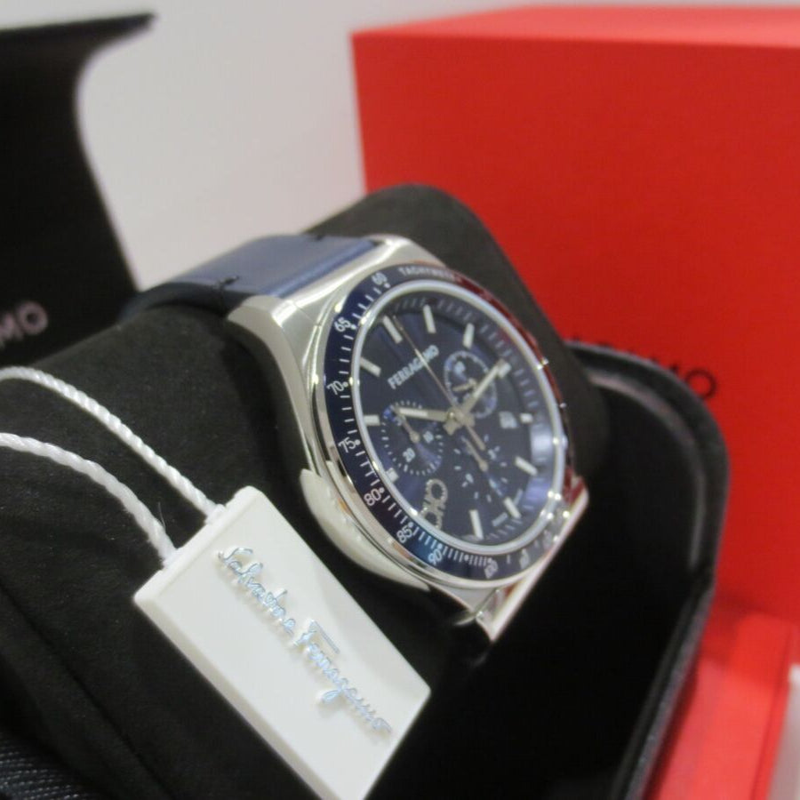  Shop Authentic Salvatore Ferragamo 1927 Chrono Analog Blue Dial Blue Leather Strap Watch for Men - SFKZ00223 - Luxxuri