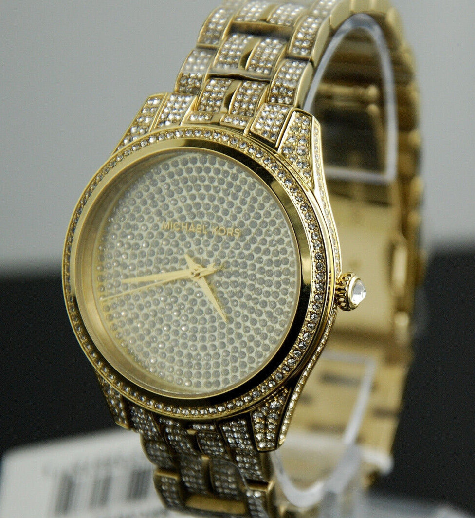 Michael Kors Lauryn Crystals Gold Dial Gold Steel Strap Watch For Women - MK3930