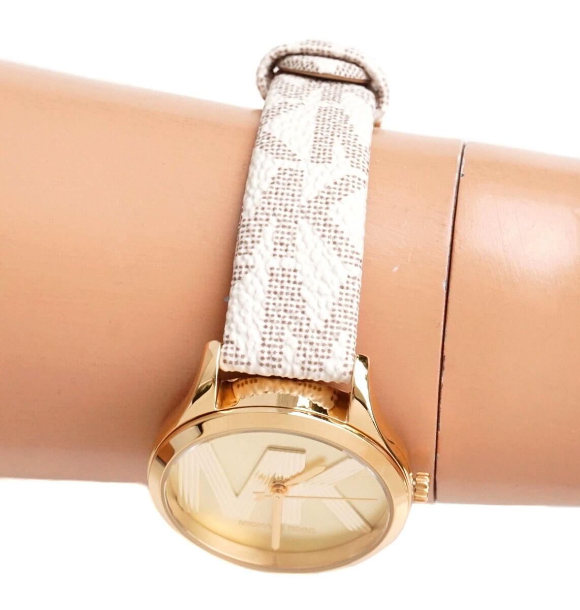  Shop Authentic Michael Kors Jaycie Quartz Gold Dial White Leather Strap Watch for Women - MK2861 - Luxxuri