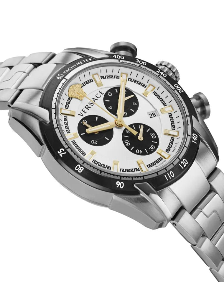  Shop Authentic Versace V-Ray Chronograph Quartz Silver Dial Silver Steel Strap Watch For Men - VE2I00321 - Luxxuri