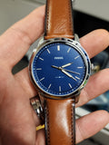 Shop Authentic Fossil Minimalist Blue Dial Brown Leather Strap Watch for Men - FS5304 - Luxxuri