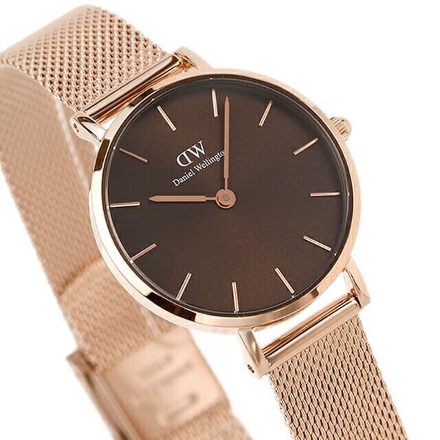  Shop Authentic Daniel Wellington Petite Amber Brown Dial Gold Mesh Strap Watch For Women - DW00100476 - Luxxuri