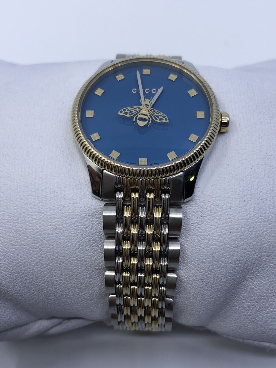  Shop Authentic Gucci G Timeless Quartz Blue Dial Two Tone Steel Strap Watch For Women - YA1265029 - Luxxuri