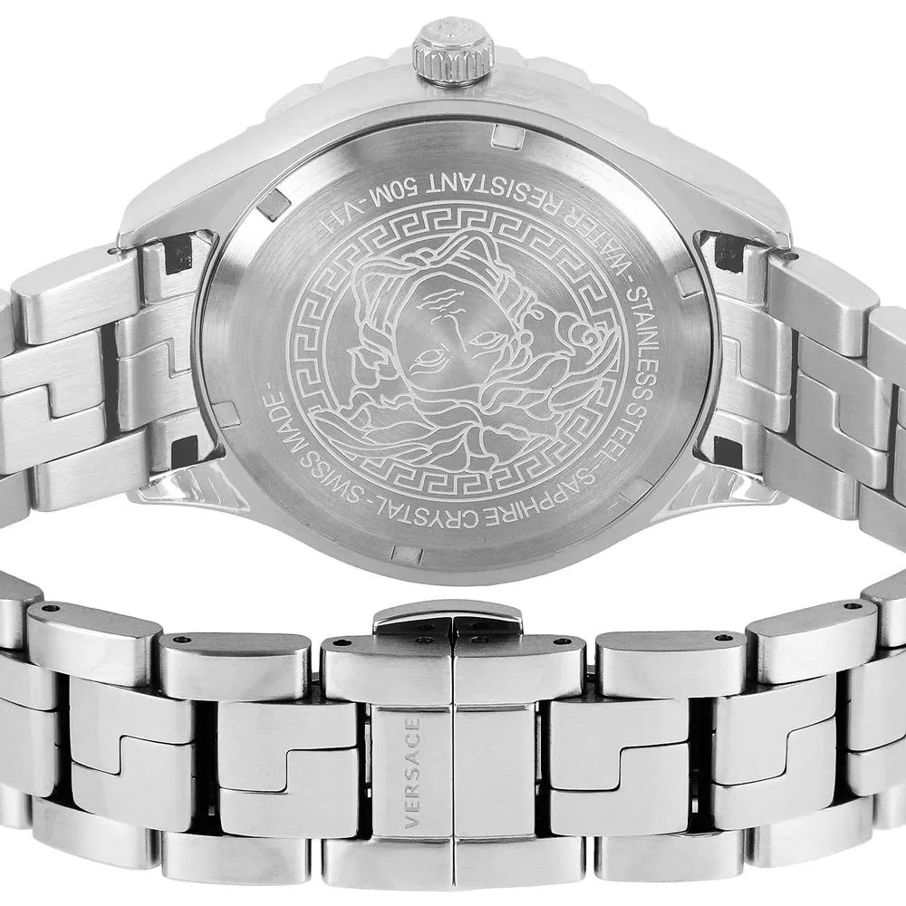  Shop Authentic Versace Hellenyium GMT Black Dial Silver Steel Strap Watch for Men - V11020015 - Luxxuri