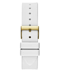 Guess Queen Quartz Gold Dial White Silicone Strap Watch For Women - GW0536L2