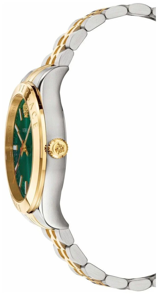 Versace Hellenyium Quartz Green Dial Two Tone Steel Strap Watch For Men - VEVI00620