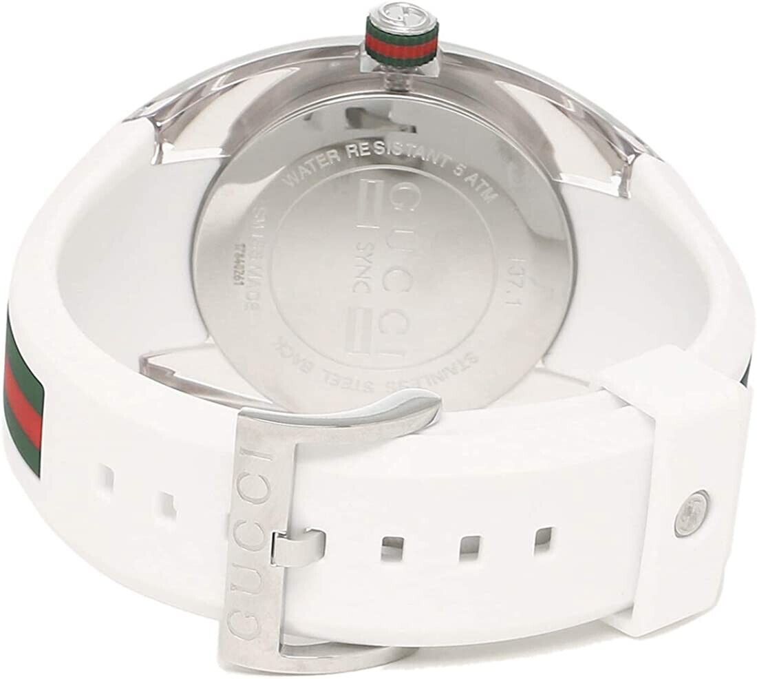  Shop Authentic Gucci SYNC XXL White Dial White Rubber Strap Watch For Men - YA137102 - Luxxuri