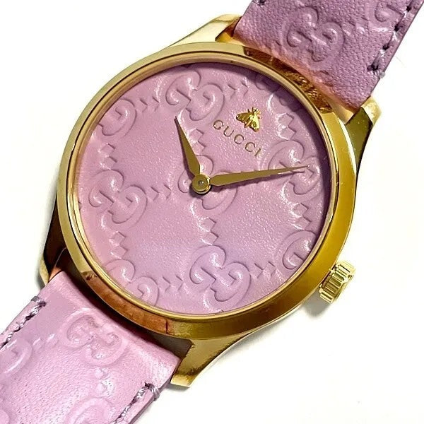  Shop Authentic Gucci G Timeless Quartz Lilac Dial Lilac Leather Strap Watch For Women - YA1264098 - Luxxuri