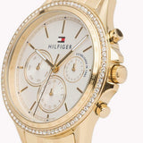  Shop Authentic Tommy Hilfiger Ari Multifunction Diamonds Silver Dial Gold Steel Strap Watch for Women - 1781977 - Luxxuri