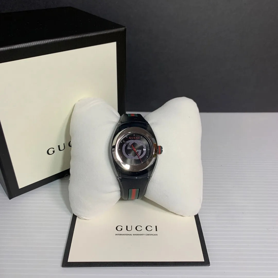  Shop Authentic Gucci Sync Quartz Black Dial Black Rubber Strap Watch For Men - YA137301 - Luxxuri