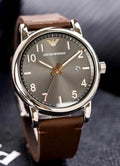  Shop Authentic Emporio Armani Luigi Quartz Grey Dial Brown Leather Strap Watch For Men - AR11175 - Luxxuri