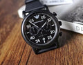  Shop Authentic Emporio Armani Luigi Chronograph Black Dial Black Leather Strap Watch For Men - AR11133 - Luxxuri