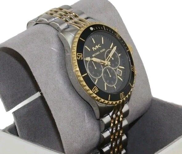  Shop Authentic Michael Kors Bayville Chronograph Black Dial Two Tone Steel Strap Watch For Women - MK8872 - Luxxuri