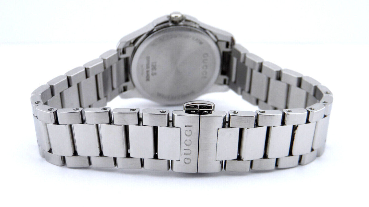  Shop Authentic Gucci G Timeless Quartz Silver Dial Silver Steel Strap Watch For Women - YA126551 - Luxxuri