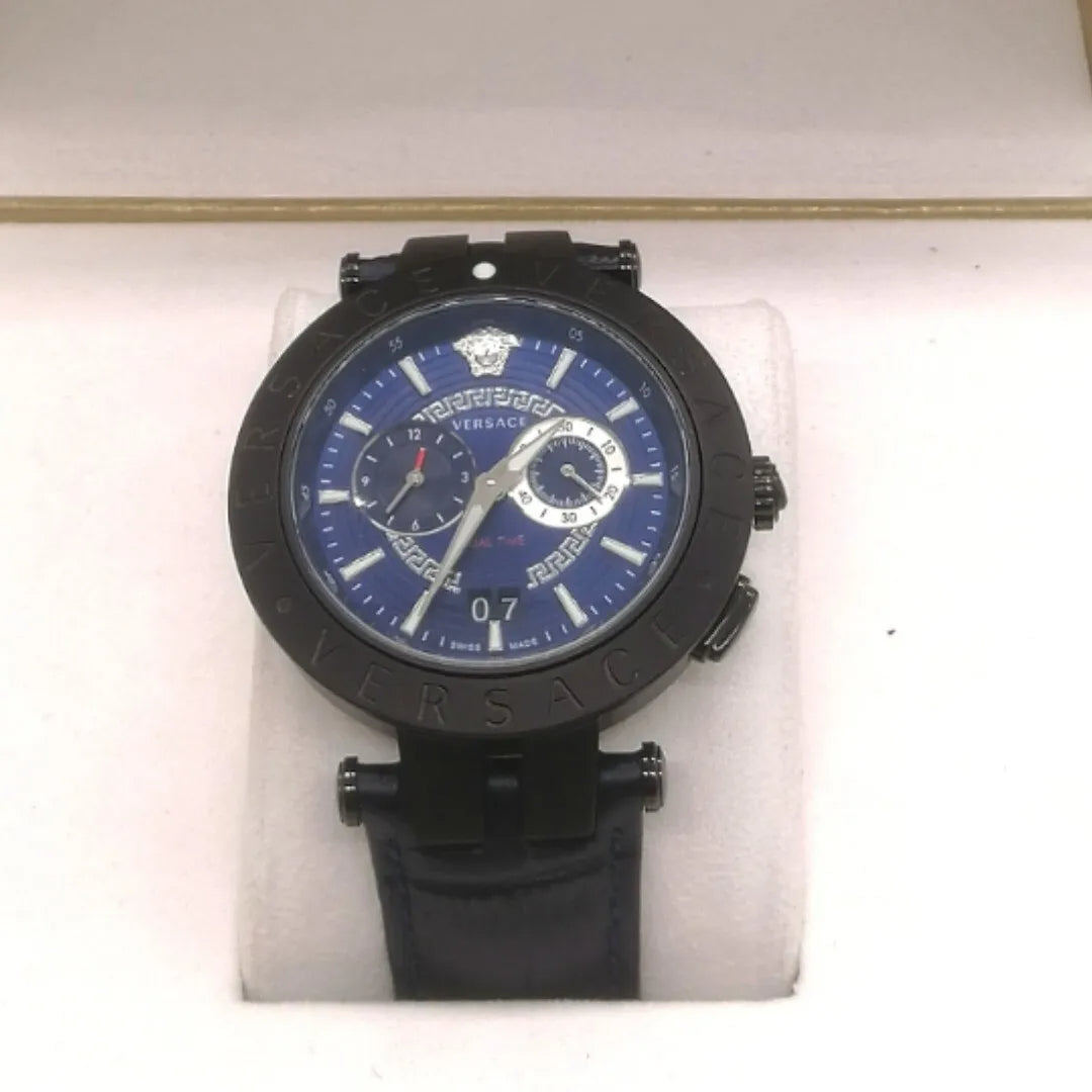  Shop Authentic Versace V Race Chronograph Quartz Blue Dial Blue Leather Strap Watch For Men - VEBV00419 - Luxxuri