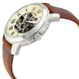  Shop Authentic Fossil Grant Automatic Beige Skeleton Dial Brown Leather Strap Watch for Men - ME3099 - Luxxuri