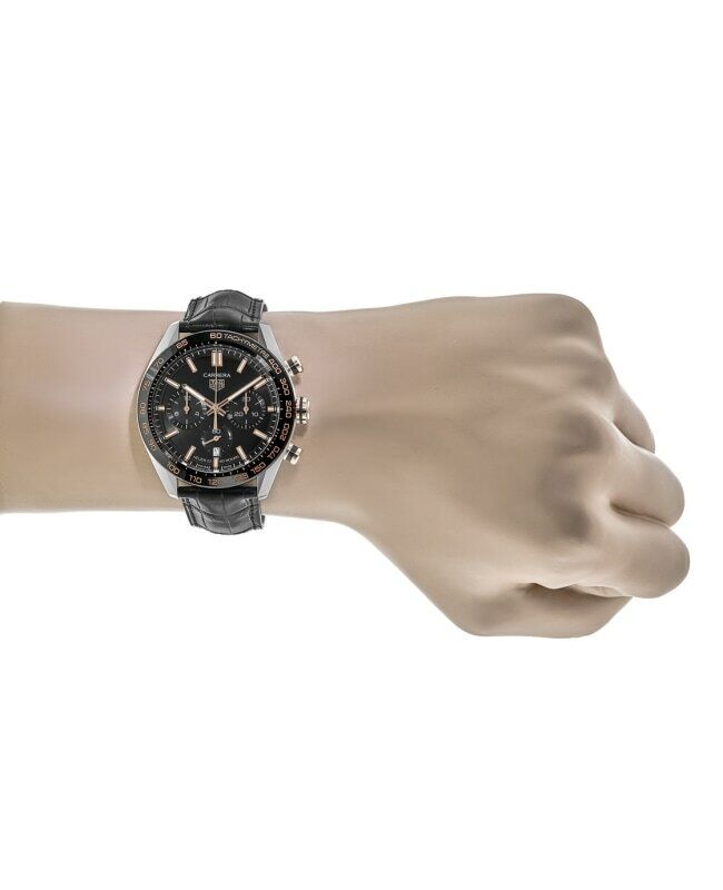  Shop Authentic Tag Heuer Carrera Chronograph Black Dial Black Leather Strap Watch for Men - CBN2A5A.FC6481 - Luxxuri