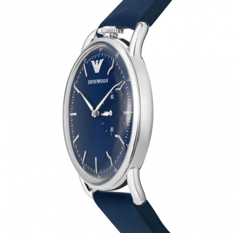 Emporio Armani Aviator Quartz Blue Dial Blue Leather Strap Watch For Men - AR11335