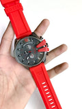  Shop Authentic Diesel Mega Chief Chronograph Black Dial Red Silicone Strap Watch For Men - DZ4427 - Luxxuri
