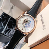  Shop Authentic Emporio Armani Luigi Automatic Silver Dial Black Leather Strap Watch For Men - AR60013 - Luxxuri