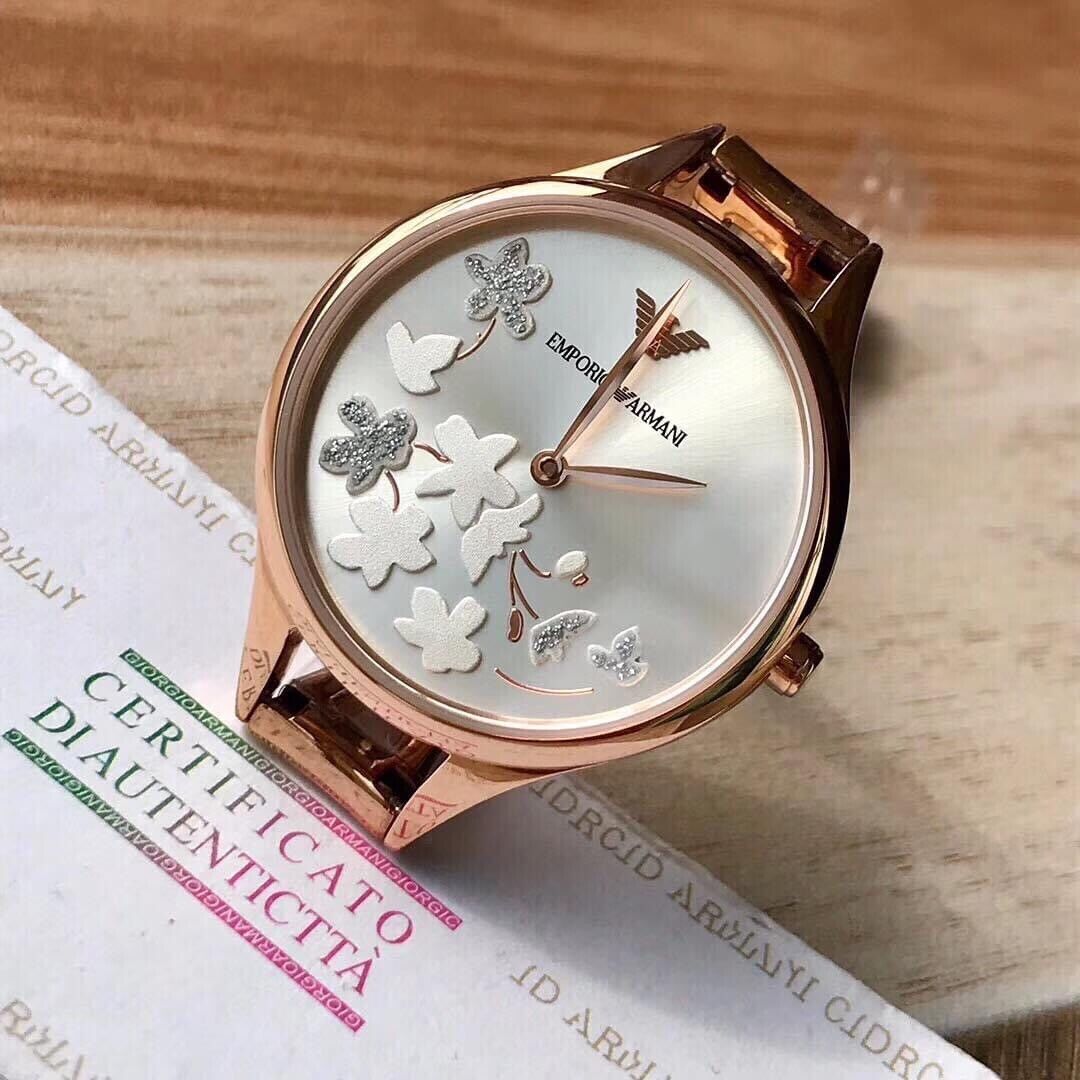  Shop Authentic Emporio Armani Aurora Quartz Silver Dial Gold Steel Strap Watch For Women - AR11108 - Luxxuri