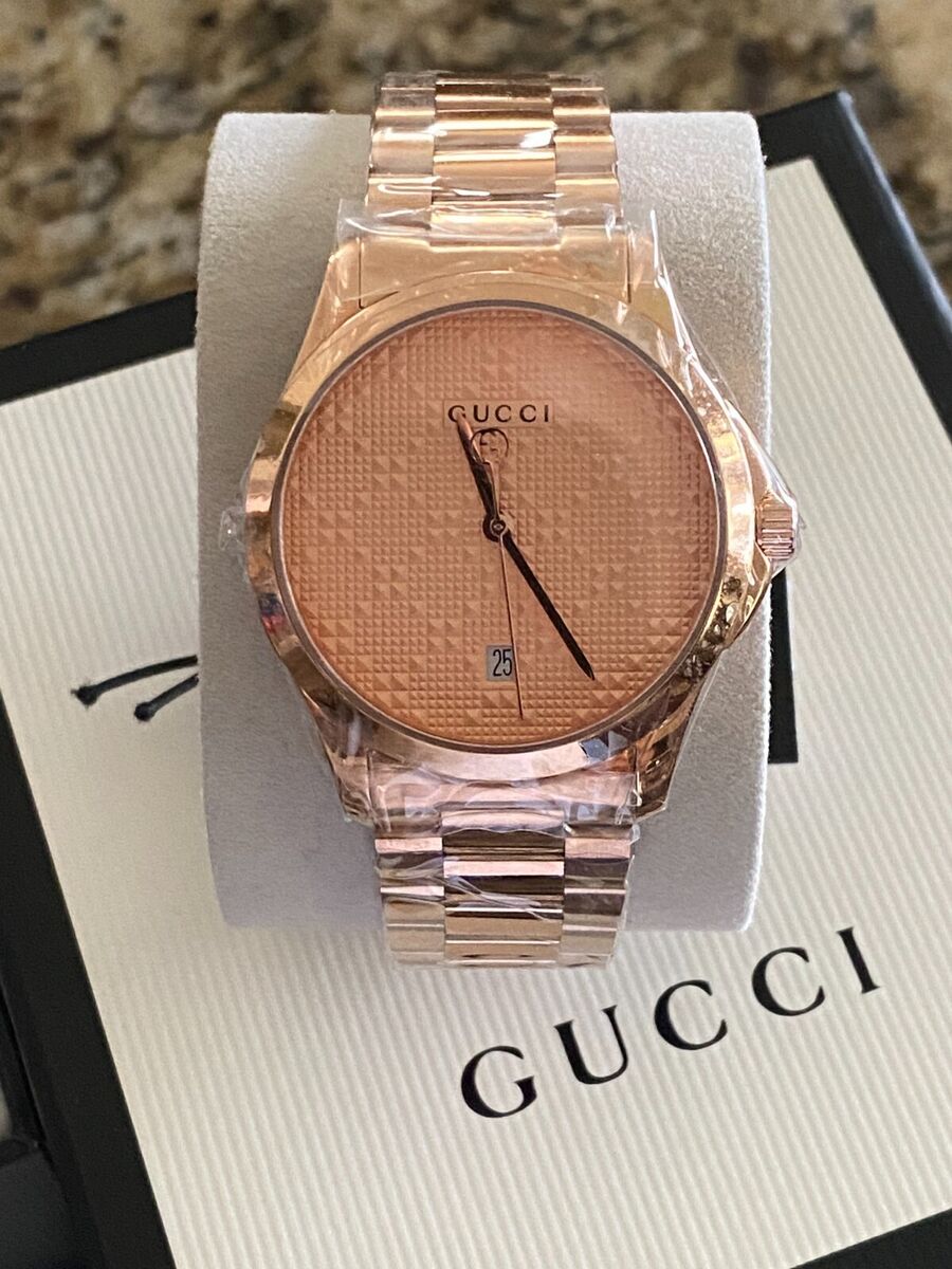  Shop Authentic Gucci G Timeless Quartz Gold Dial Gold Steel Strap Watch For Women - YA126482 - Luxxuri