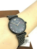  Shop Authentic Emporio Armani Gianni T-Bar Quartz Black Mother of Pearl Dial Black Steel Strap Watch For Women - AR11268 - Luxxuri