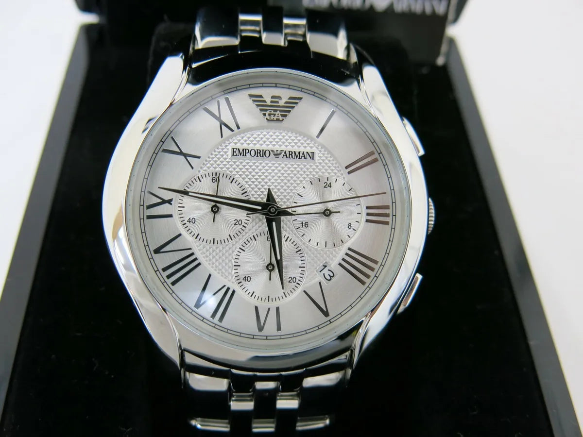  Shop Authentic Emporio Armani Velente Chronograph Quartz Silver Dial Silver Steel Strap Watch For Men - AR1702 - Luxxuri