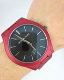  Shop Authentic Michael Kors Slim Runway Quartz Black Dial Red Steel Strap Watch for Men - MK8712 - Luxxuri