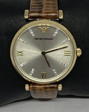 Shop Authentic Emporio Armani Gianni T Bar Beige Dial Brown Leather Strap Watch For Women - AR1883 - Luxxuri