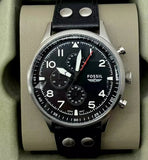  Shop Authentic Fossil Retro Pilot Chronograph Black Dial Black Leather Strap Watch for Men - FS5806 - Luxxuri